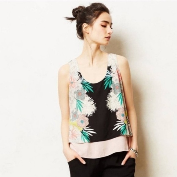 Anthropologie Corey Lynn Calter Layered Floral Tank - Picture 1 of 6